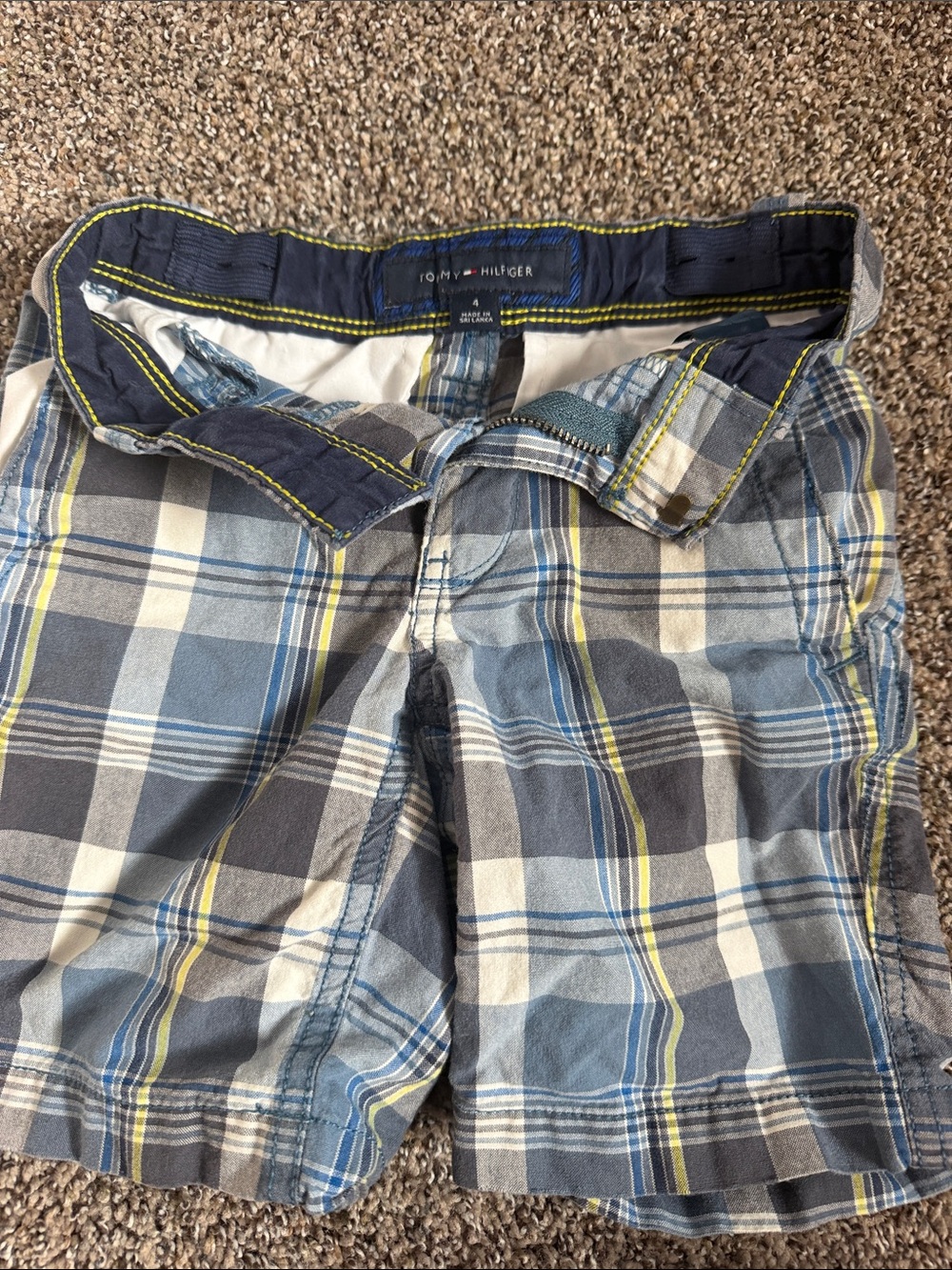 Tommy Hilfiger Blue, Gray & Yellow Plaid Men’s Swim Trunks